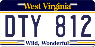 WV license plate DTY812