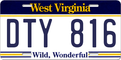 WV license plate DTY816