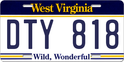 WV license plate DTY818