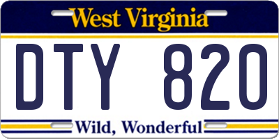 WV license plate DTY820