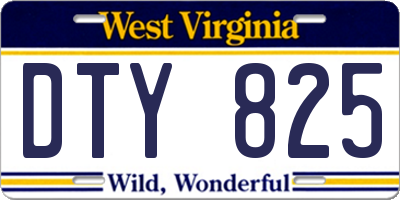 WV license plate DTY825