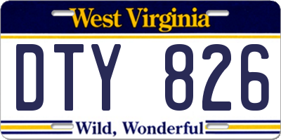 WV license plate DTY826