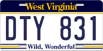 WV license plate DTY831