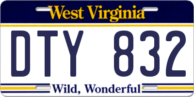 WV license plate DTY832