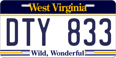 WV license plate DTY833