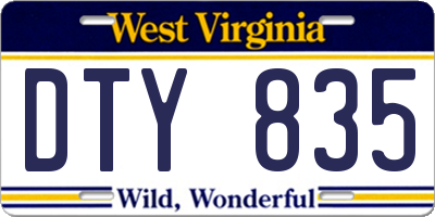 WV license plate DTY835