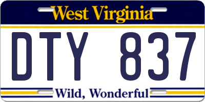 WV license plate DTY837