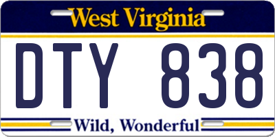 WV license plate DTY838