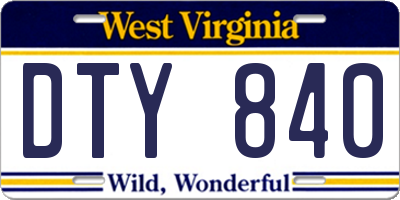WV license plate DTY840