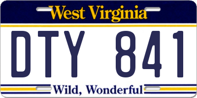 WV license plate DTY841