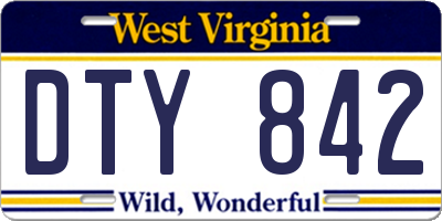 WV license plate DTY842