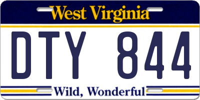 WV license plate DTY844