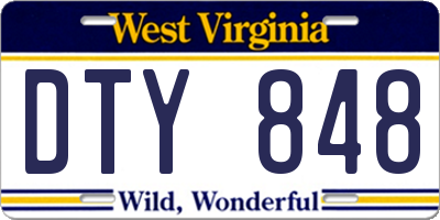 WV license plate DTY848