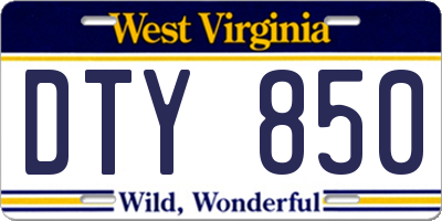 WV license plate DTY850