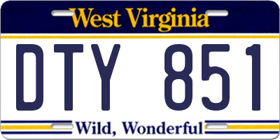 WV license plate DTY851