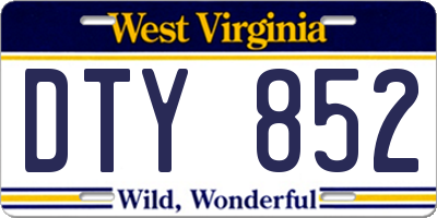 WV license plate DTY852