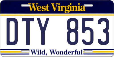 WV license plate DTY853