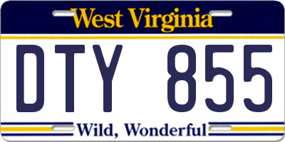 WV license plate DTY855