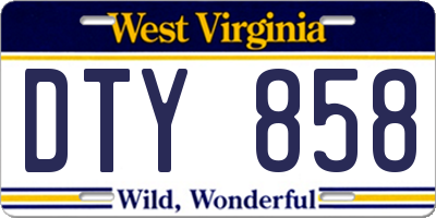 WV license plate DTY858