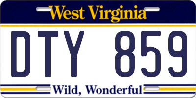 WV license plate DTY859