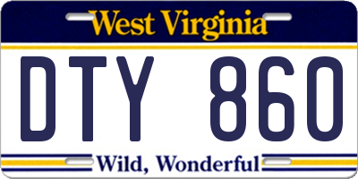 WV license plate DTY860