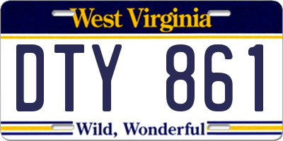 WV license plate DTY861