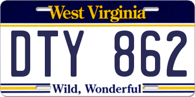 WV license plate DTY862