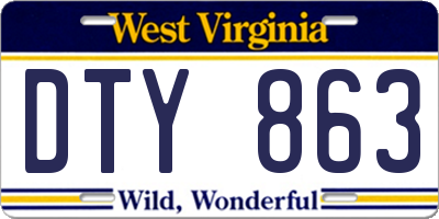 WV license plate DTY863