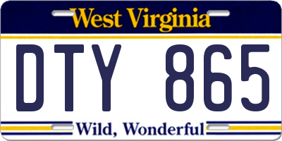WV license plate DTY865