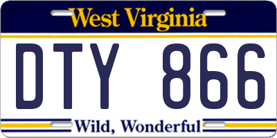 WV license plate DTY866