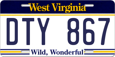 WV license plate DTY867