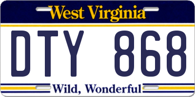 WV license plate DTY868
