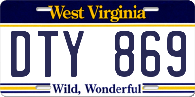 WV license plate DTY869