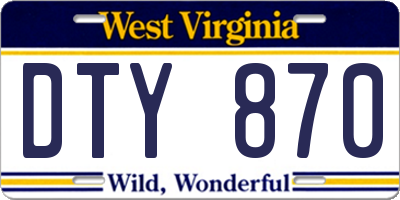 WV license plate DTY870