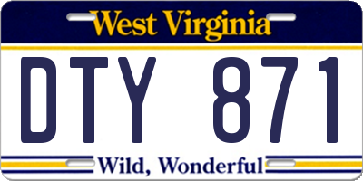 WV license plate DTY871