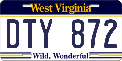 WV license plate DTY872