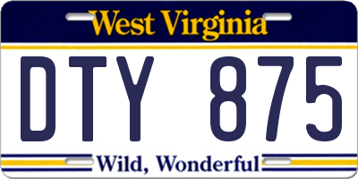 WV license plate DTY875