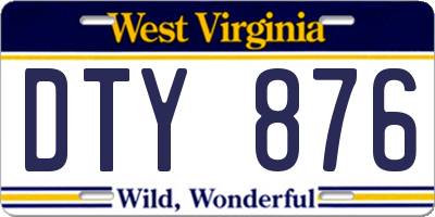 WV license plate DTY876