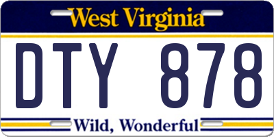 WV license plate DTY878