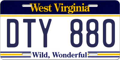 WV license plate DTY880