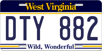 WV license plate DTY882