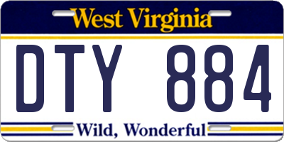 WV license plate DTY884