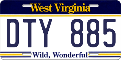 WV license plate DTY885