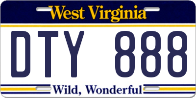 WV license plate DTY888
