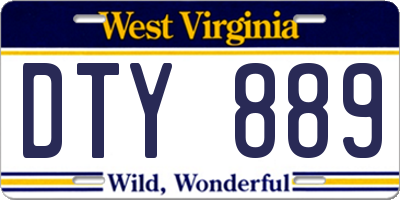 WV license plate DTY889