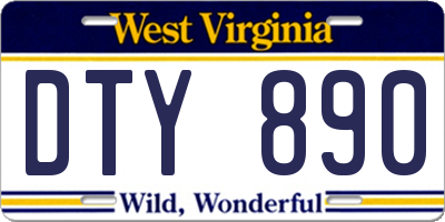 WV license plate DTY890