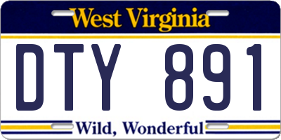 WV license plate DTY891