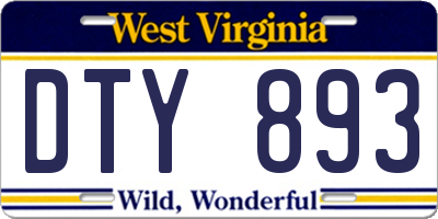 WV license plate DTY893