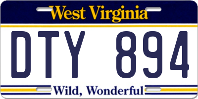 WV license plate DTY894