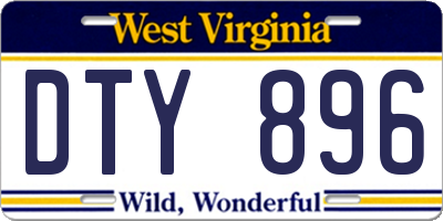 WV license plate DTY896